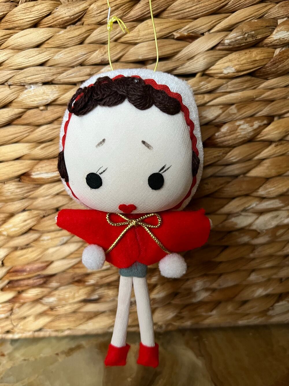Vtg Girl in Red Cloak made in Japan Ornament